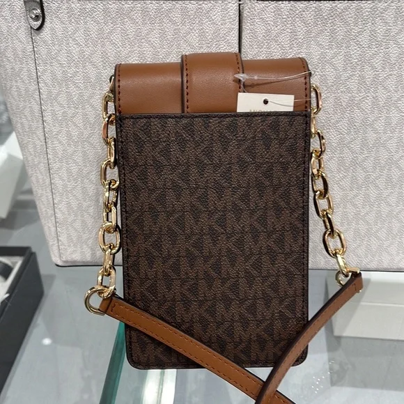 Michael Kors Carmen Small Logo Smartphone Crossbody BagBrownNWT